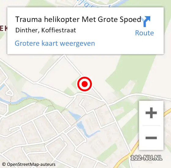Locatie op kaart van de 112 melding: Trauma helikopter Met Grote Spoed Naar Dinther, Koffiestraat op 2 november 2022 17:43