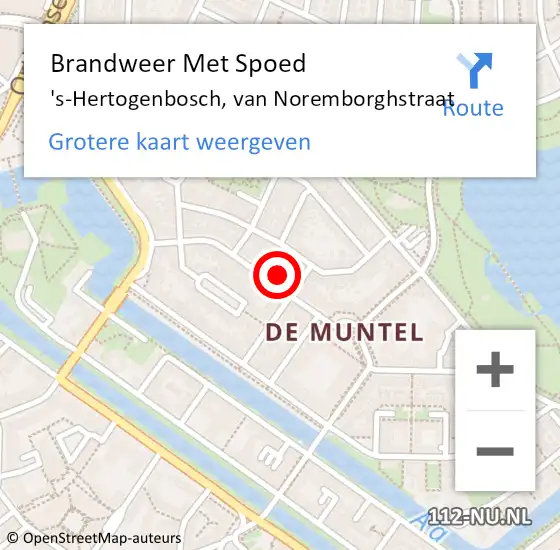 Locatie op kaart van de 112 melding: Brandweer Met Spoed Naar 's-Hertogenbosch, van Noremborghstraat op 2 november 2022 18:24