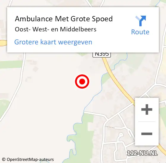 Locatie op kaart van de 112 melding: Ambulance Met Grote Spoed Naar Oost- West- en Middelbeers op 2 november 2022 18:58