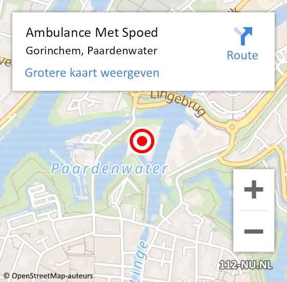 Locatie op kaart van de 112 melding: Ambulance Met Spoed Naar Gorinchem, Paardenwater op 2 november 2022 19:20