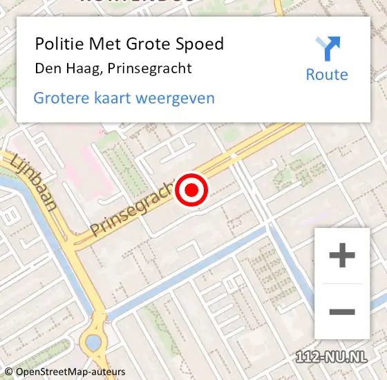 Locatie op kaart van de 112 melding: Politie Met Grote Spoed Naar Den Haag, Prinsegracht op 2 november 2022 21:36