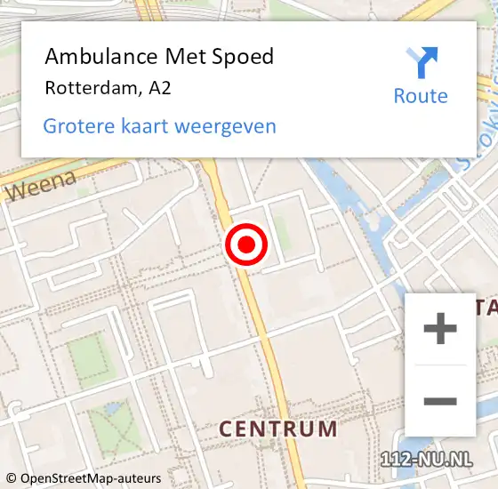 Locatie op kaart van de 112 melding: Ambulance Met Spoed Naar Rotterdam, A2 op 3 augustus 2014 17:51