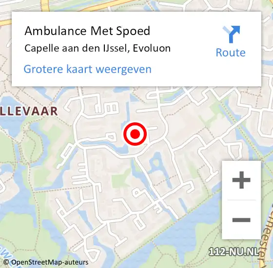 Locatie op kaart van de 112 melding: Ambulance Met Spoed Naar Capelle aan den IJssel, Evoluon op 2 november 2022 23:00