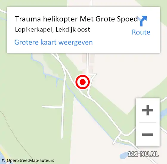 Locatie op kaart van de 112 melding: Trauma helikopter Met Grote Spoed Naar Lopikerkapel, Lekdijk oost op 2 november 2022 23:12