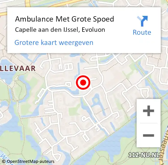 Locatie op kaart van de 112 melding: Ambulance Met Grote Spoed Naar Capelle aan den IJssel, Evoluon op 2 november 2022 23:32