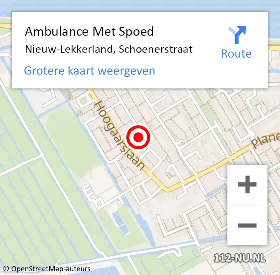 Locatie op kaart van de 112 melding: Ambulance Met Spoed Naar Nieuw-Lekkerland, Schoenerstraat op 2 november 2022 23:58