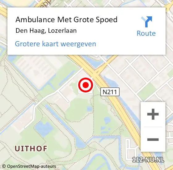 Locatie op kaart van de 112 melding: Ambulance Met Grote Spoed Naar Den Haag, Lozerlaan op 3 november 2022 00:12
