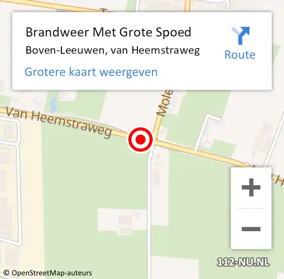 Locatie op kaart van de 112 melding: Brandweer Met Grote Spoed Naar Boven-Leeuwen, van Heemstraweg op 3 november 2022 01:37
