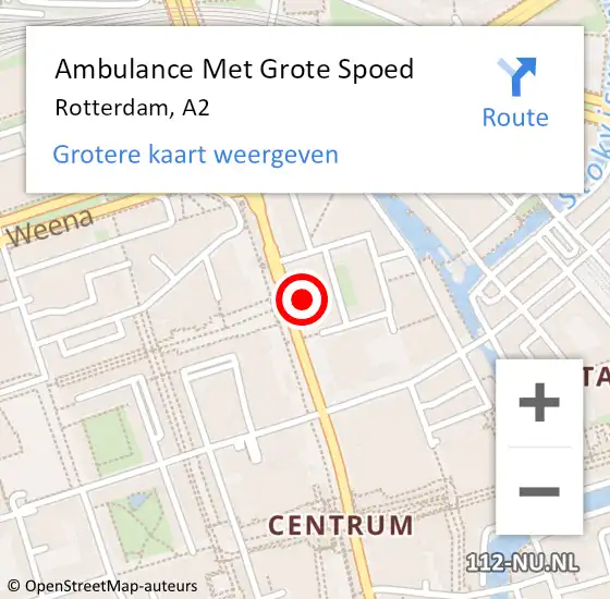 Locatie op kaart van de 112 melding: Ambulance Met Grote Spoed Naar Rotterdam, A2 op 3 augustus 2014 18:08