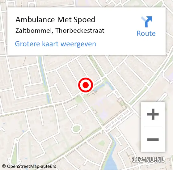 Locatie op kaart van de 112 melding: Ambulance Met Spoed Naar Zaltbommel, Thorbeckestraat op 3 november 2022 04:10