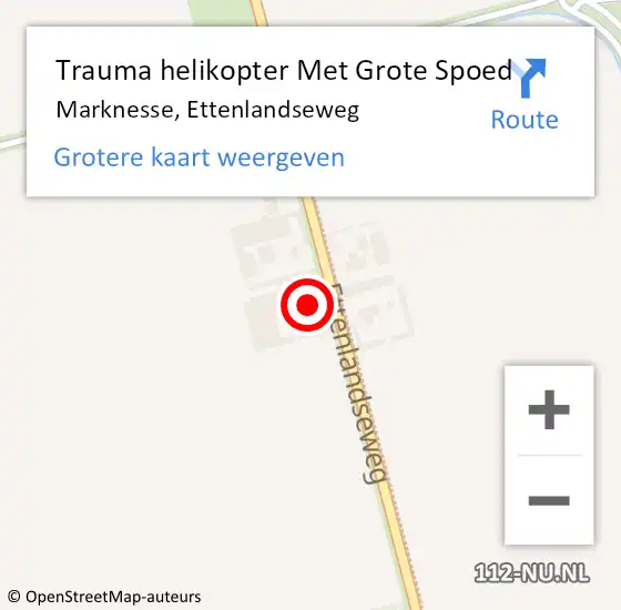 Locatie op kaart van de 112 melding: Trauma helikopter Met Grote Spoed Naar Marknesse, Ettenlandseweg op 3 november 2022 07:06