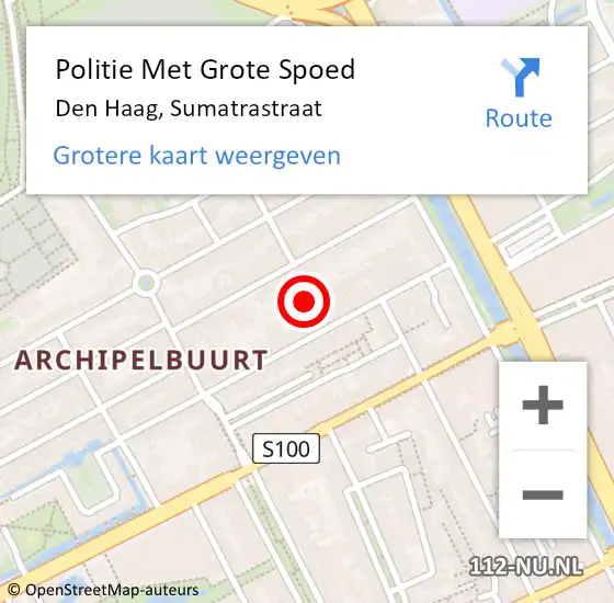 Locatie op kaart van de 112 melding: Politie Met Grote Spoed Naar Den Haag, Sumatrastraat op 3 november 2022 08:33