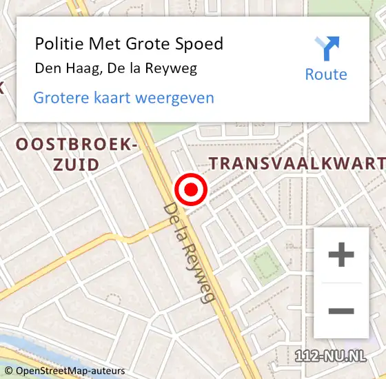 Locatie op kaart van de 112 melding: Politie Met Grote Spoed Naar Den Haag, De la Reyweg op 3 november 2022 08:35