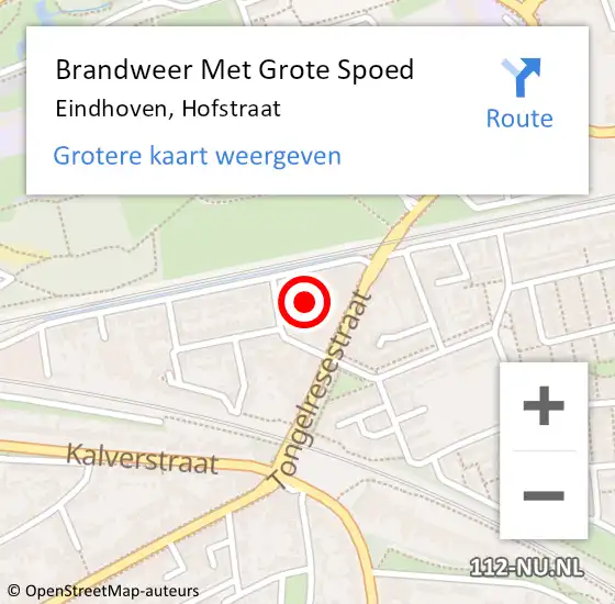 Locatie op kaart van de 112 melding: Brandweer Met Grote Spoed Naar Eindhoven, Hofstraat op 3 november 2022 09:02
