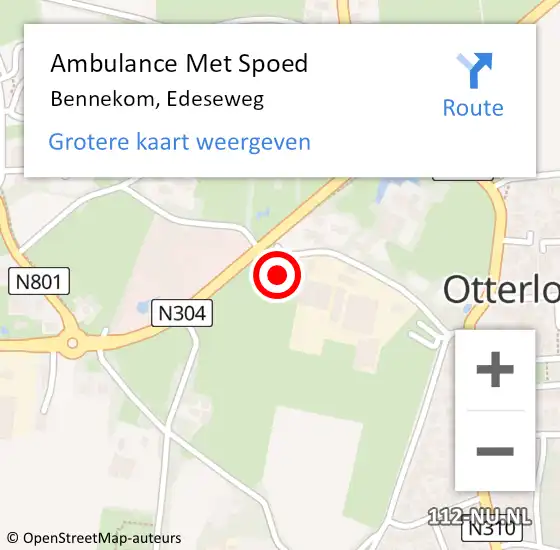 Locatie op kaart van de 112 melding: Ambulance Met Spoed Naar Bennekom, Edeseweg op 3 november 2022 10:18