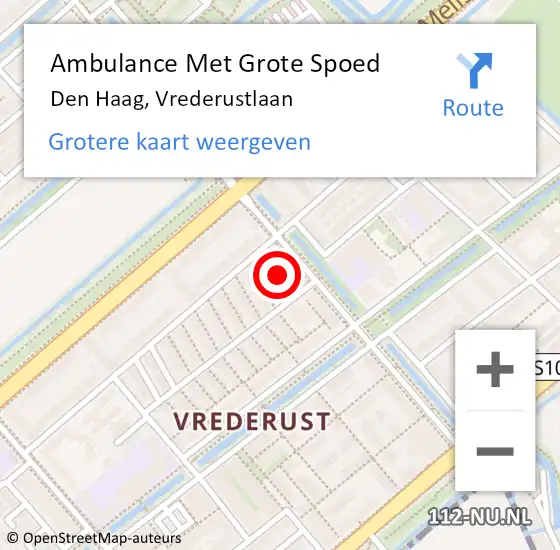Locatie op kaart van de 112 melding: Ambulance Met Grote Spoed Naar Den Haag, Vrederustlaan op 3 november 2022 11:41