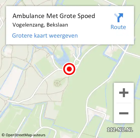 Locatie op kaart van de 112 melding: Ambulance Met Grote Spoed Naar Vogelenzang, Bekslaan op 3 november 2022 12:30