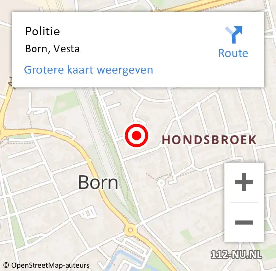 Locatie op kaart van de 112 melding: Politie Born, Vesta op 3 november 2022 15:02