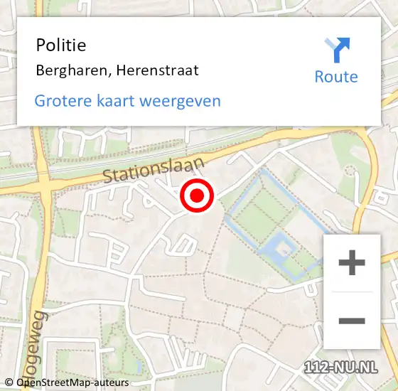 Locatie op kaart van de 112 melding: Politie Bergharen, Herenstraat op 3 november 2022 15:08