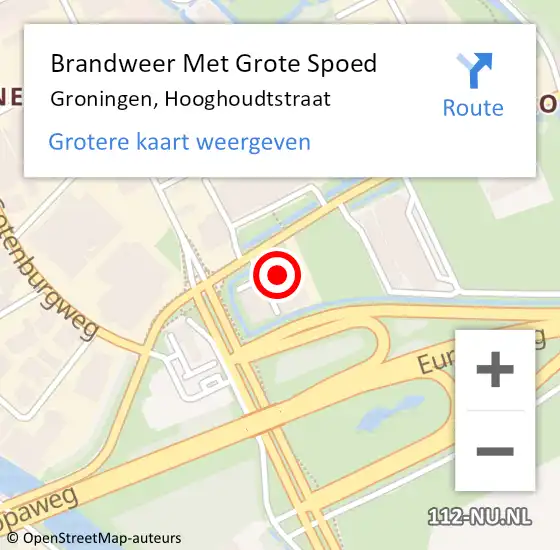 Locatie op kaart van de 112 melding: Brandweer Met Grote Spoed Naar Groningen, Hooghoudtstraat op 3 november 2022 15:25