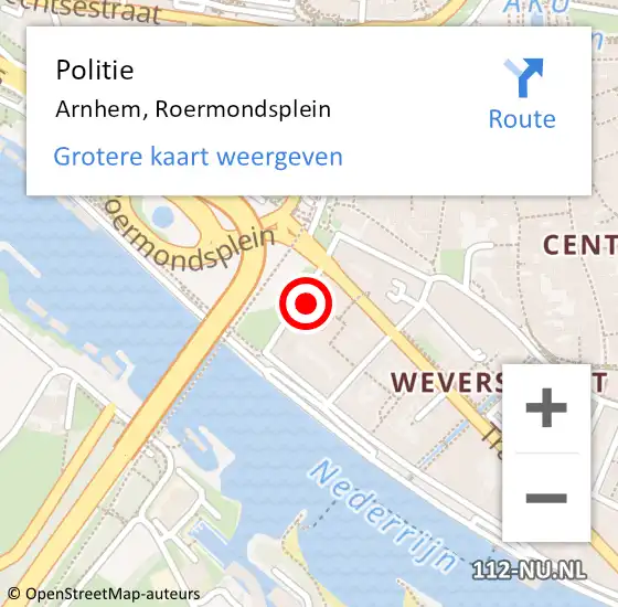 Locatie op kaart van de 112 melding: Politie Arnhem, Roermondsplein op 3 november 2022 15:34