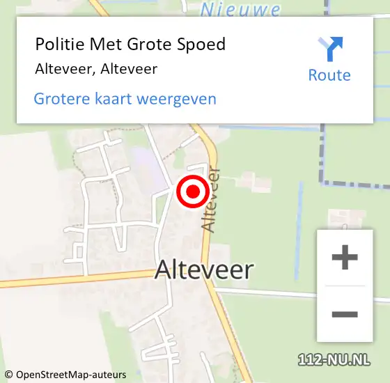 Locatie op kaart van de 112 melding: Politie Met Grote Spoed Naar Alteveer, Alteveer op 3 november 2022 16:45