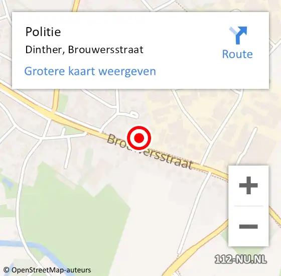 Locatie op kaart van de 112 melding: Politie Dinther, Brouwersstraat op 3 november 2022 17:21