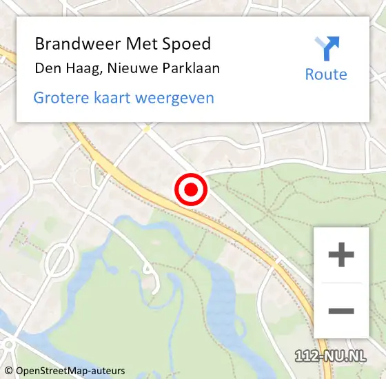 Locatie op kaart van de 112 melding: Brandweer Met Spoed Naar Den Haag, Nieuwe Parklaan op 3 november 2022 19:16