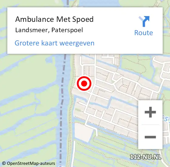 Locatie op kaart van de 112 melding: Ambulance Met Spoed Naar Landsmeer, Paterspoel op 3 november 2022 19:23