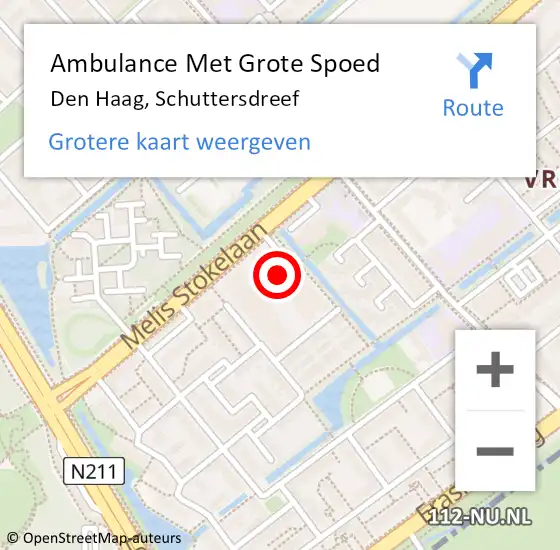 Locatie op kaart van de 112 melding: Ambulance Met Grote Spoed Naar Den Haag, Schuttersdreef op 3 november 2022 20:35