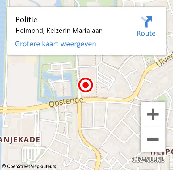 Locatie op kaart van de 112 melding: Politie Helmond, Keizerin Marialaan op 3 november 2022 21:12