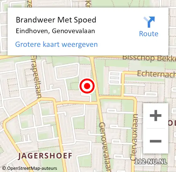 Locatie op kaart van de 112 melding: Brandweer Met Spoed Naar Eindhoven, Genovevalaan op 4 november 2022 00:58