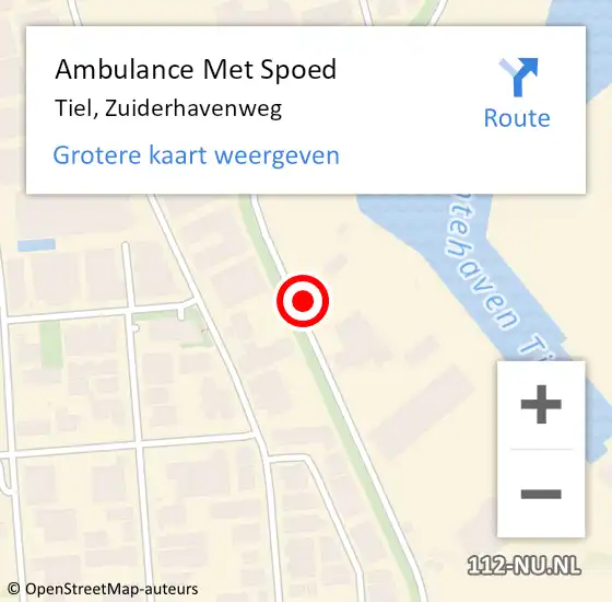 Locatie op kaart van de 112 melding: Ambulance Met Spoed Naar Tiel, Zuiderhavenweg op 4 november 2022 05:52