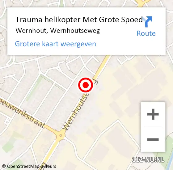 Locatie op kaart van de 112 melding: Trauma helikopter Met Grote Spoed Naar Wernhout, Wernhoutseweg op 4 november 2022 06:38