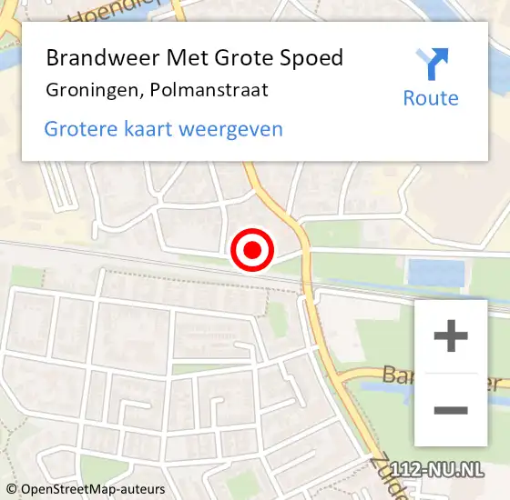 Locatie op kaart van de 112 melding: Brandweer Met Grote Spoed Naar Groningen, Polmanstraat op 4 november 2022 09:55