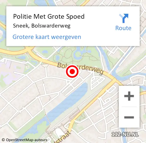 Locatie op kaart van de 112 melding: Politie Met Grote Spoed Naar Sneek, Bolswarderweg op 4 november 2022 11:15