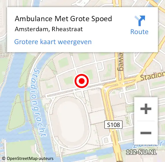 Locatie op kaart van de 112 melding: Ambulance Met Grote Spoed Naar Amsterdam, Rheastraat op 4 november 2022 11:40