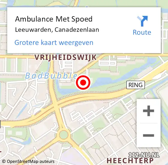Locatie op kaart van de 112 melding: Ambulance Met Spoed Naar Leeuwarden, Canadezenlaan op 4 november 2022 13:07