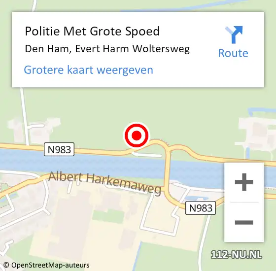 Locatie op kaart van de 112 melding: Politie Met Grote Spoed Naar Den Ham, Evert Harm Woltersweg op 4 november 2022 13:13
