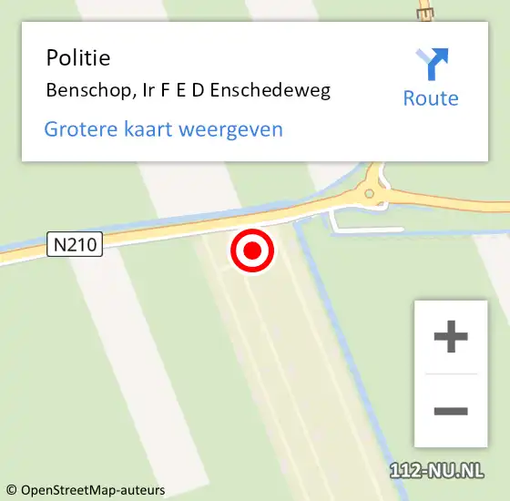 Locatie op kaart van de 112 melding: Politie Benschop, Ir F E D Enschedeweg op 4 november 2022 13:22
