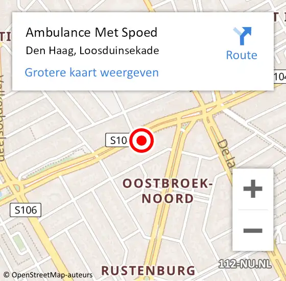 Locatie op kaart van de 112 melding: Ambulance Met Spoed Naar Den Haag, Loosduinsekade op 4 november 2022 13:59