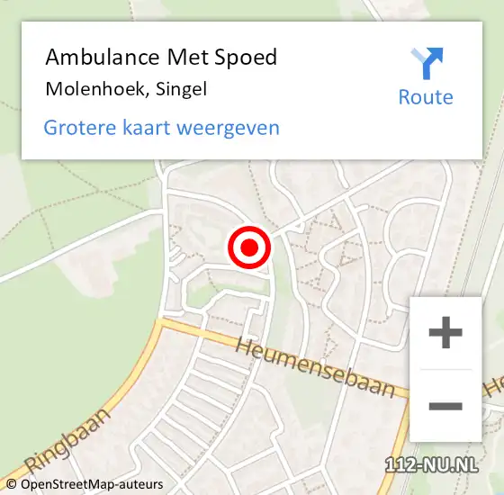Locatie op kaart van de 112 melding: Ambulance Met Spoed Naar Molenhoek, Singel op 4 november 2022 14:09