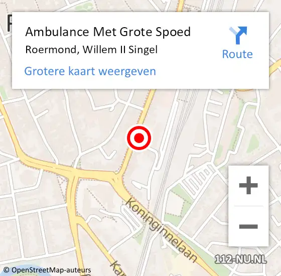 Locatie op kaart van de 112 melding: Ambulance Met Grote Spoed Naar Roermond, Willem II Singel op 4 november 2022 14:31