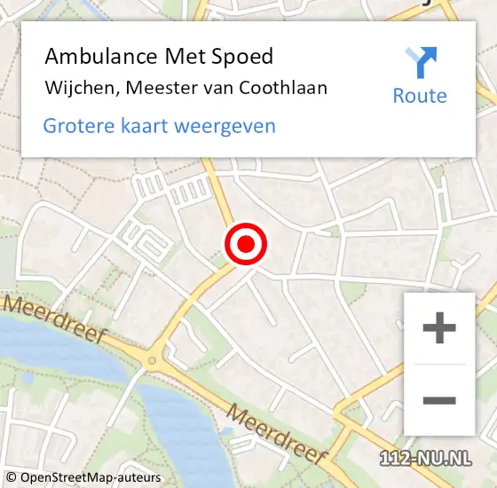 Locatie op kaart van de 112 melding: Ambulance Met Spoed Naar Wijchen, Meester van Coothlaan op 4 november 2022 16:15
