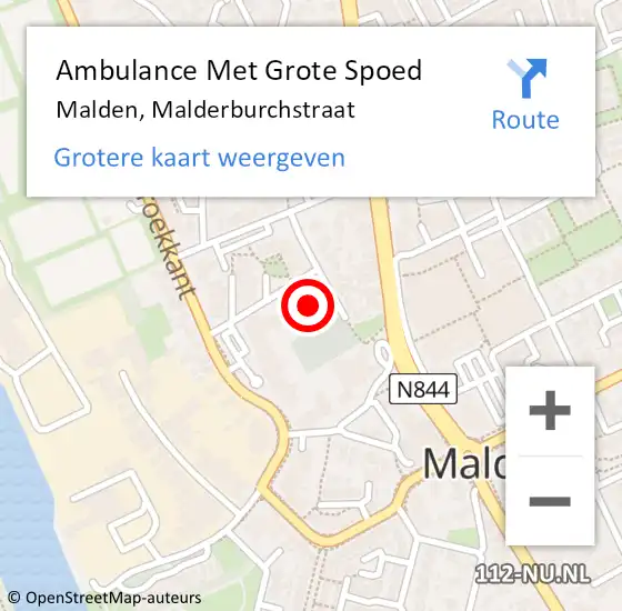 Locatie op kaart van de 112 melding: Ambulance Met Grote Spoed Naar Malden, Malderburchstraat op 4 november 2022 17:53
