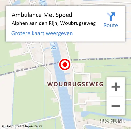 Locatie op kaart van de 112 melding: Ambulance Met Spoed Naar Alphen aan den Rijn, Woubrugseweg op 4 november 2022 18:30