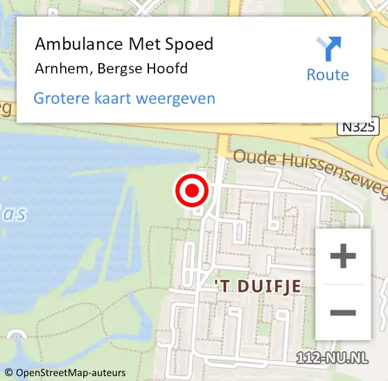 Locatie op kaart van de 112 melding: Ambulance Met Spoed Naar Arnhem, Bergse Hoofd op 4 november 2022 18:48