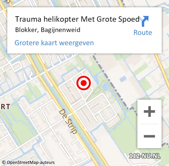 Locatie op kaart van de 112 melding: Trauma helikopter Met Grote Spoed Naar Blokker, Bagijnenweid op 4 november 2022 20:37