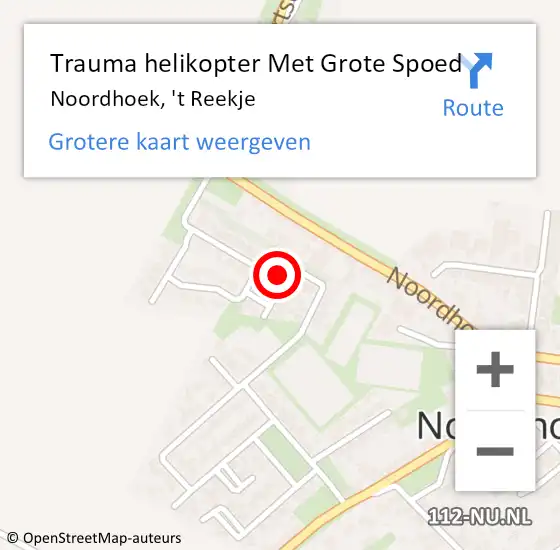 Locatie op kaart van de 112 melding: Trauma helikopter Met Grote Spoed Naar Noordhoek, 't Reekje op 4 november 2022 20:42