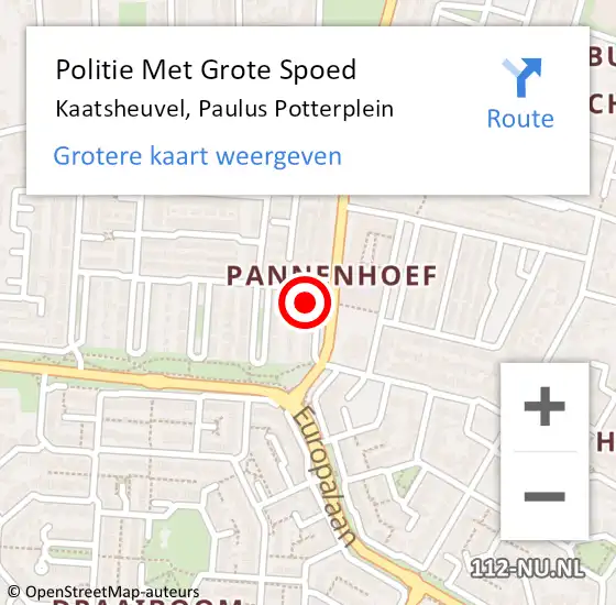 Locatie op kaart van de 112 melding: Politie Met Grote Spoed Naar Kaatsheuvel, Paulus Potterplein op 4 november 2022 20:49
